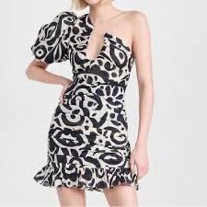 The Wolf Gang Seren Dress XL One-Shoulder Black and White Dress